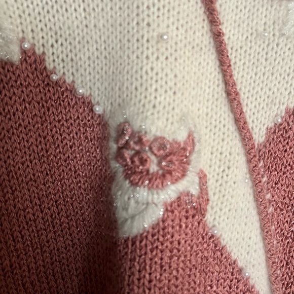 Rare 90s Braemar Jeremy Scott Angora Sweater Puff Shoulder, Pearl Beads Sz M - Picture 4 of 14